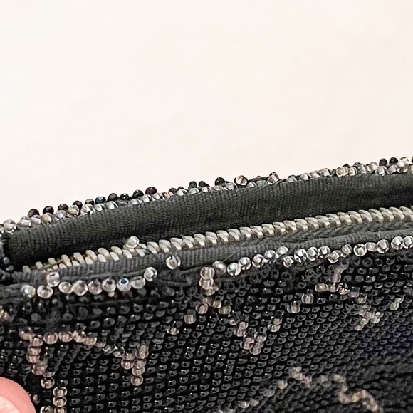 Vintage Black Beaded Small Soft Sided Evening Clutch - Picture 6 of 6